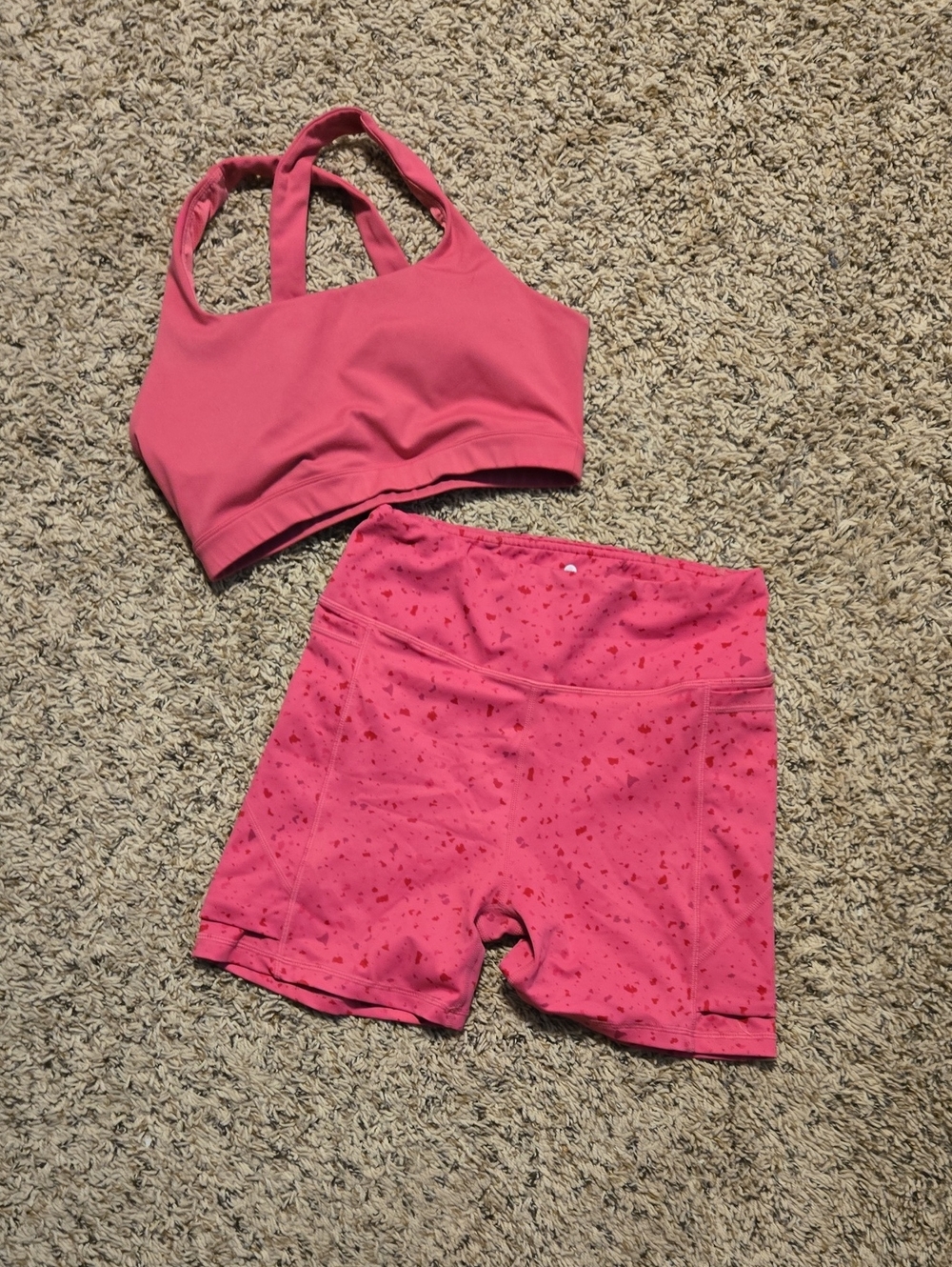 Medium Pink Active Set - Sports Bra & Shorts